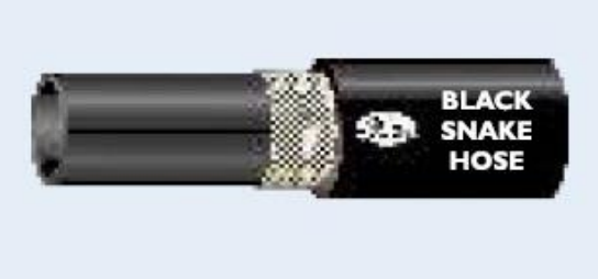 Black Snake Hose – Heavy Duty Water and Air Hose with Textile Reinforcement, Smooth Black Synthetic Rubber Cover, High Flexibility and Abrasion Resistance